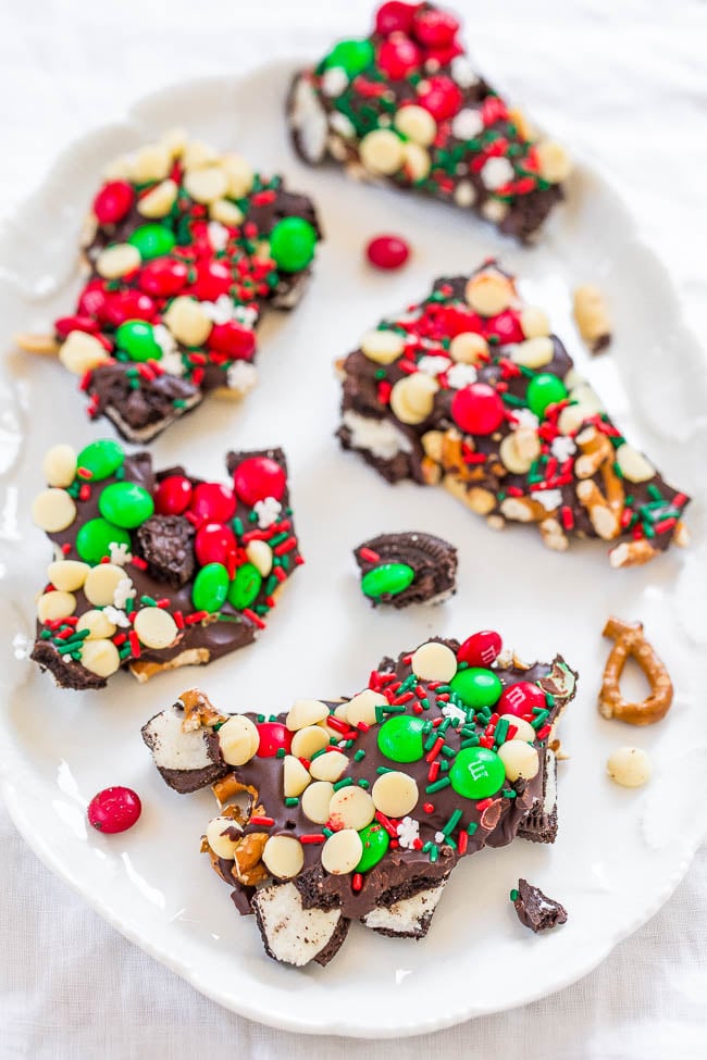 Chewy Chocolate M&M Brownie Bark - Sweetest Menu