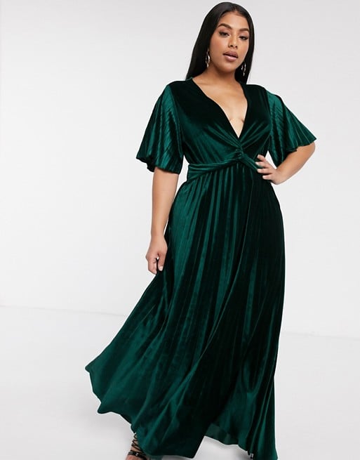 Asos Design Curve Twist Front Velvet Maxi Dress Chic Affordable