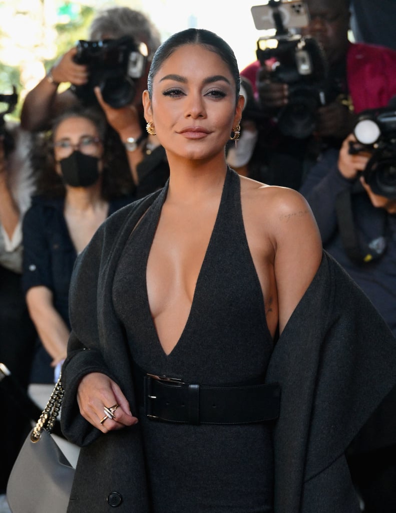 Vanessa Hudgens Wears Michael Kors Gray Cashmere Catsuit