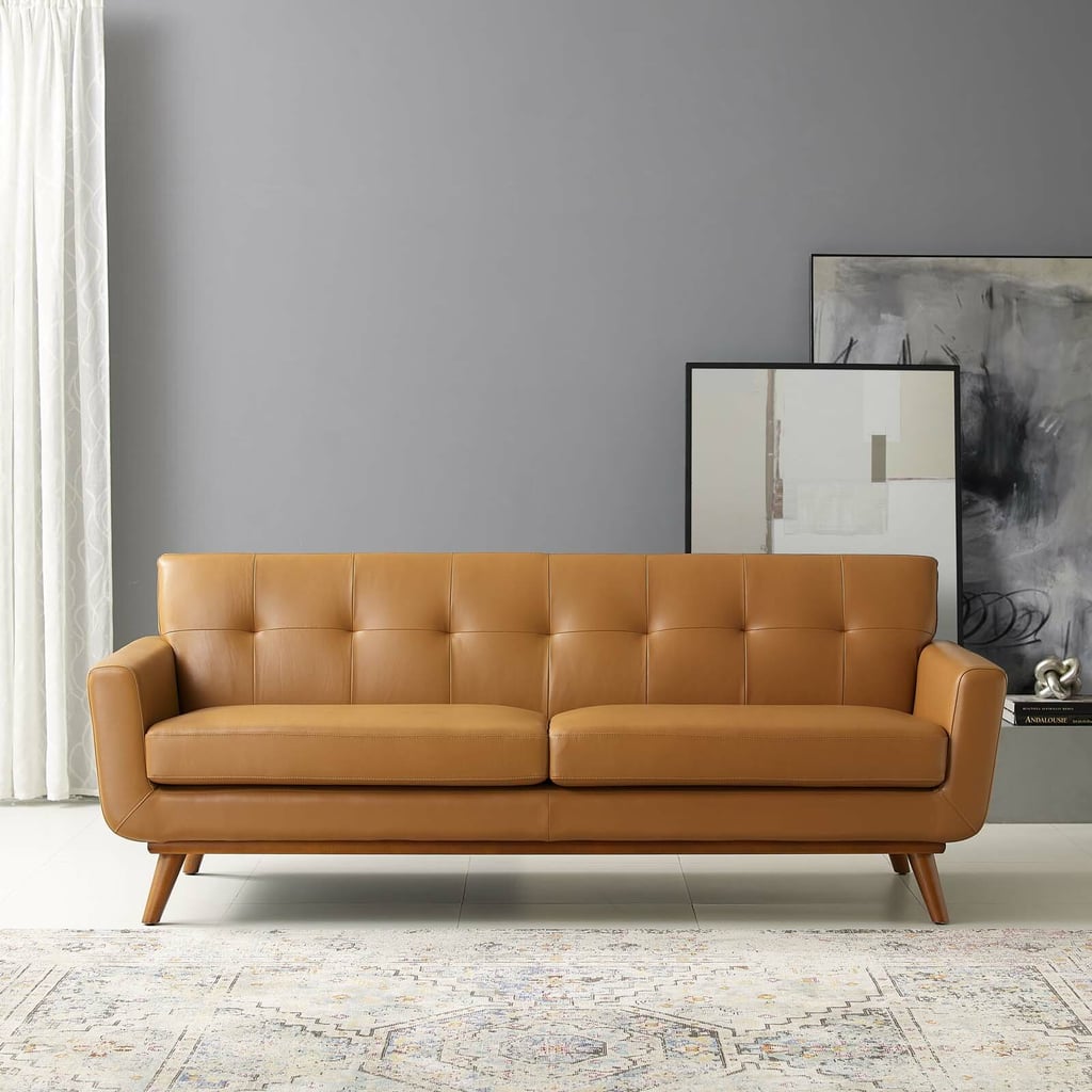AllModern Acevedo Genuine Leather Square Arm Sofa
