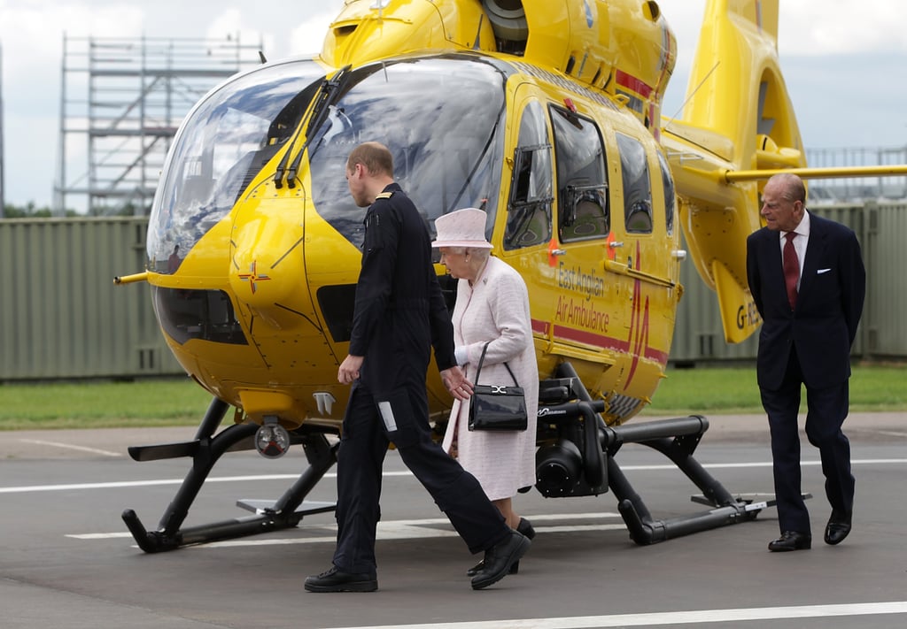 Prince William at Air Base With Queen Elizabeth II