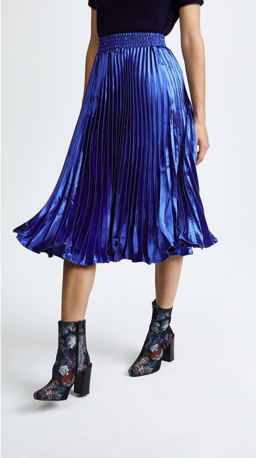 ENGLISH FACTORY Metallic Satin Pleated Skirt