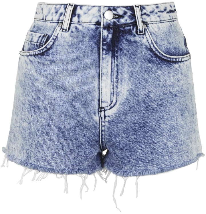 Topshop archive Debbie acid wash denim shorts ($68)