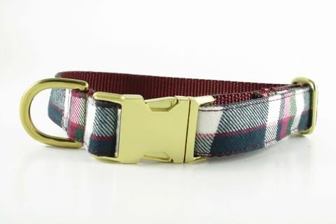 Bonjour Fido Cranberry Plaid Collar ($20)