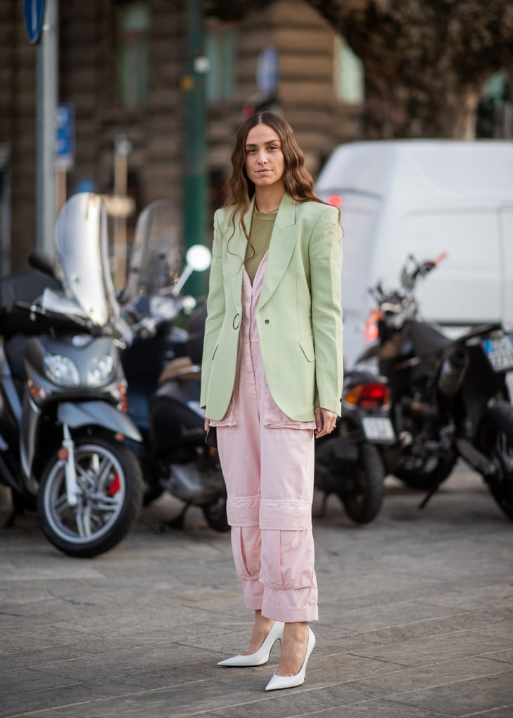 The Outfit: A Jumpsuit + Blazer + Sweater + Heels