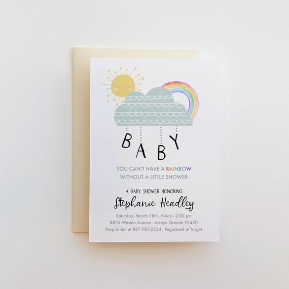 Rainbow Baby Shower Invitation