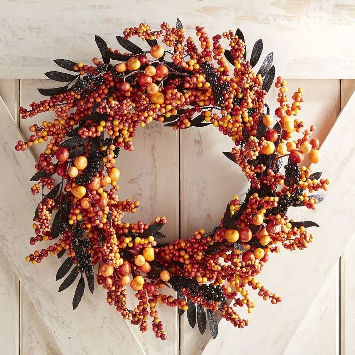 Pier 1 Imports Orange Berry Halloween Wreath