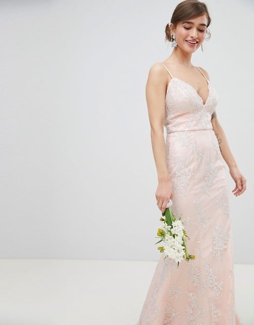 ASOS Chi Chi London Petite Bridal Premium Lace Maxi Dress