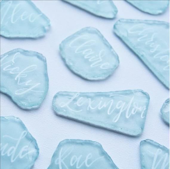 Sea Glass Wedding Place Cards