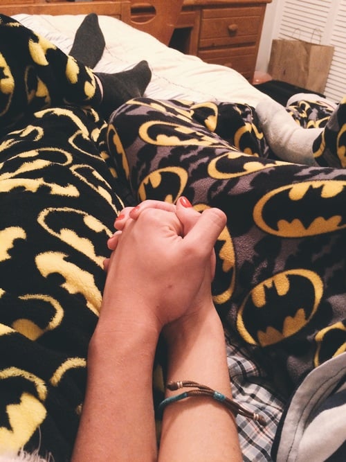 Matching superhero pajamas.