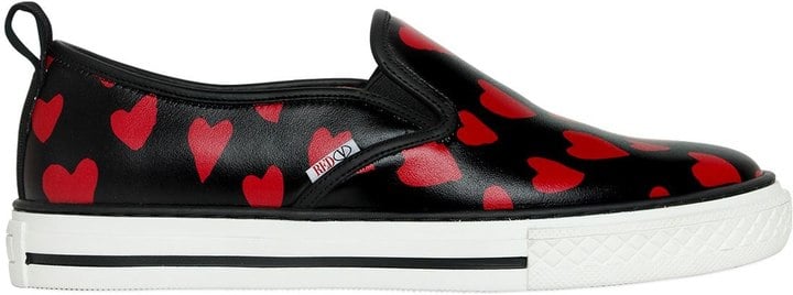 RED Valentino Heart Print Smooth Leather Trainers