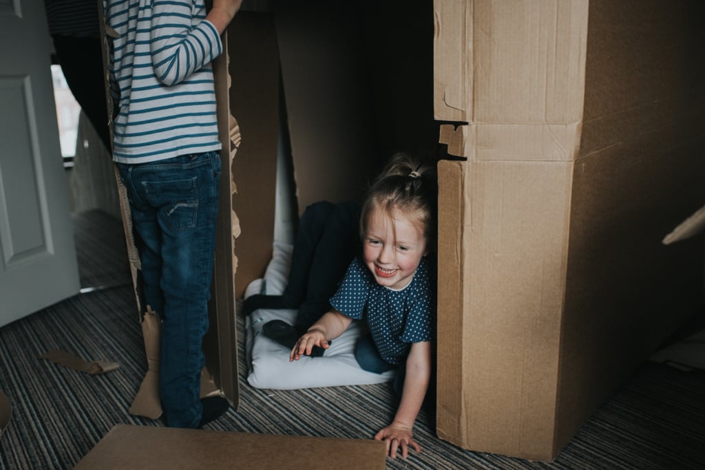 Use boxes to build a fort.