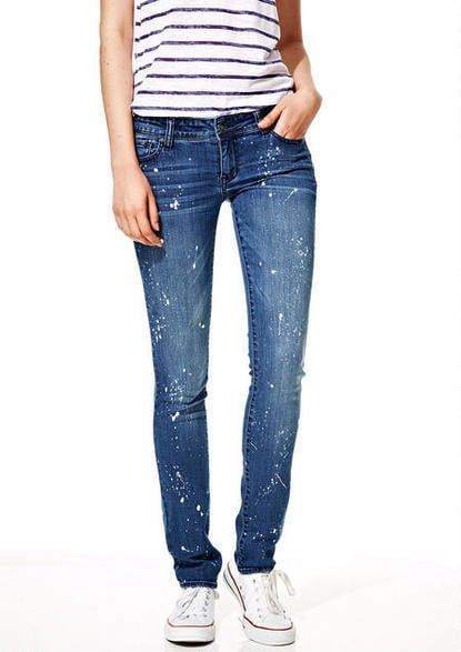 Delia's Taylor Low-Rise Skinny Jeans in Indigo Splatter ($50)