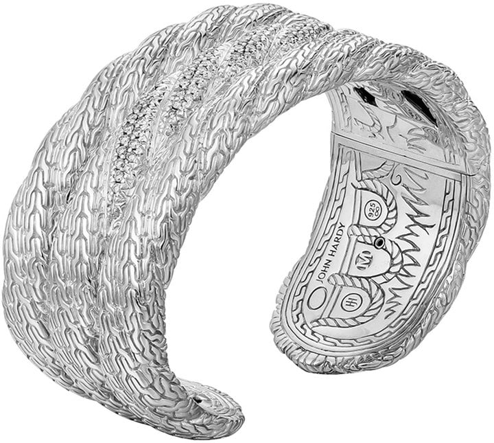 John Hardy Triple Row Wide Diamond Kick Cuff, Size M ($3,950)