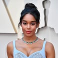 Laura Harrier Wore a Green Necklace to the Oscars, but All We Can See Is Her Blue Eye Shadow