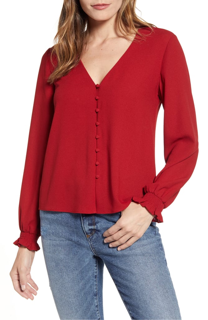 1.STATE Button-Front Blouse