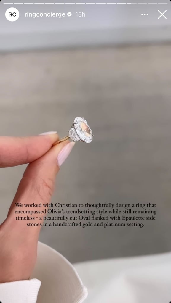 从基督教给奥利维亚Culpo椭圆形的订婚戒指