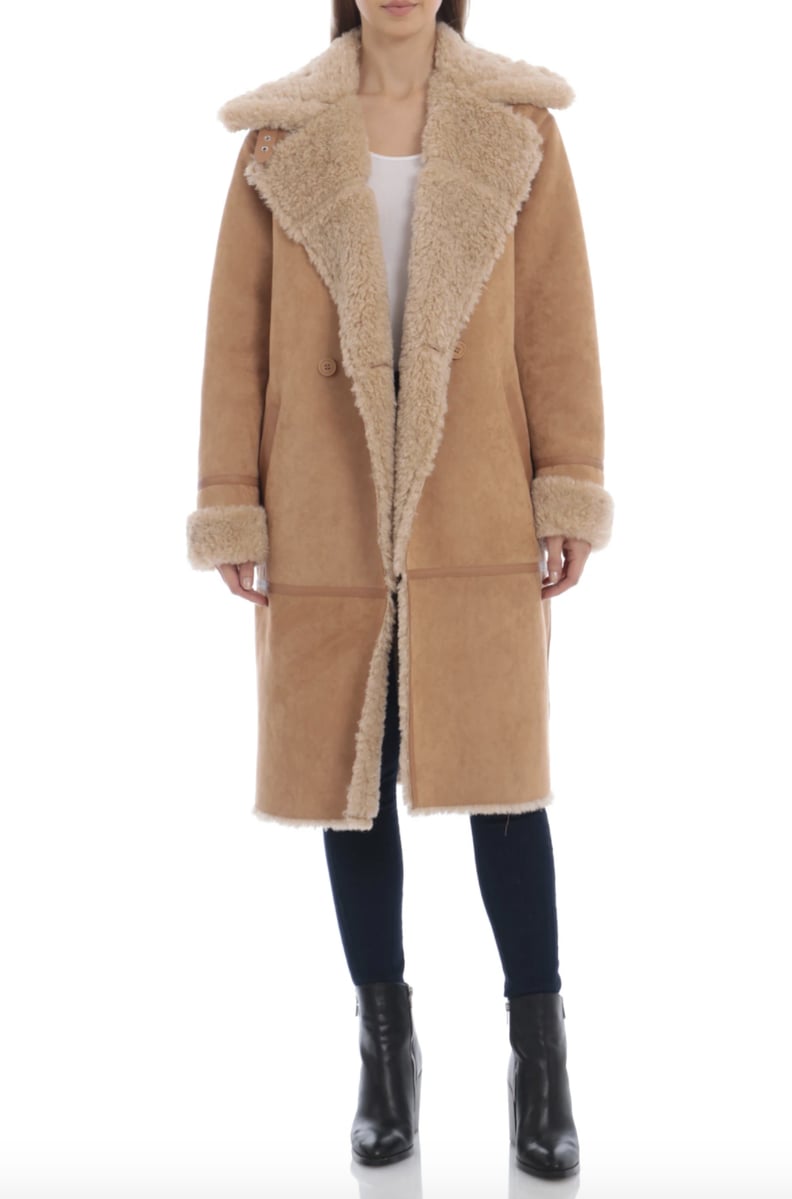 Avec Les Filles Double-Breasted Faux Shearling Coat