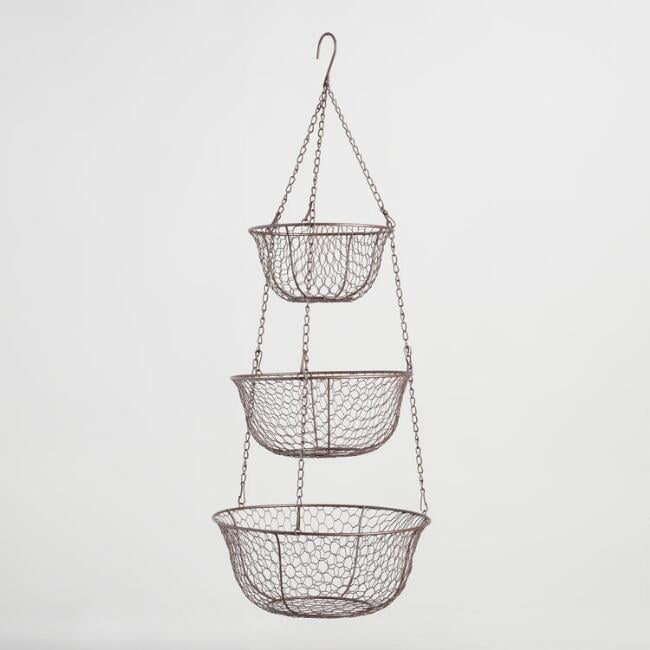 Wire ThreeTier Hanging Basket Organization Products From Cost Plus