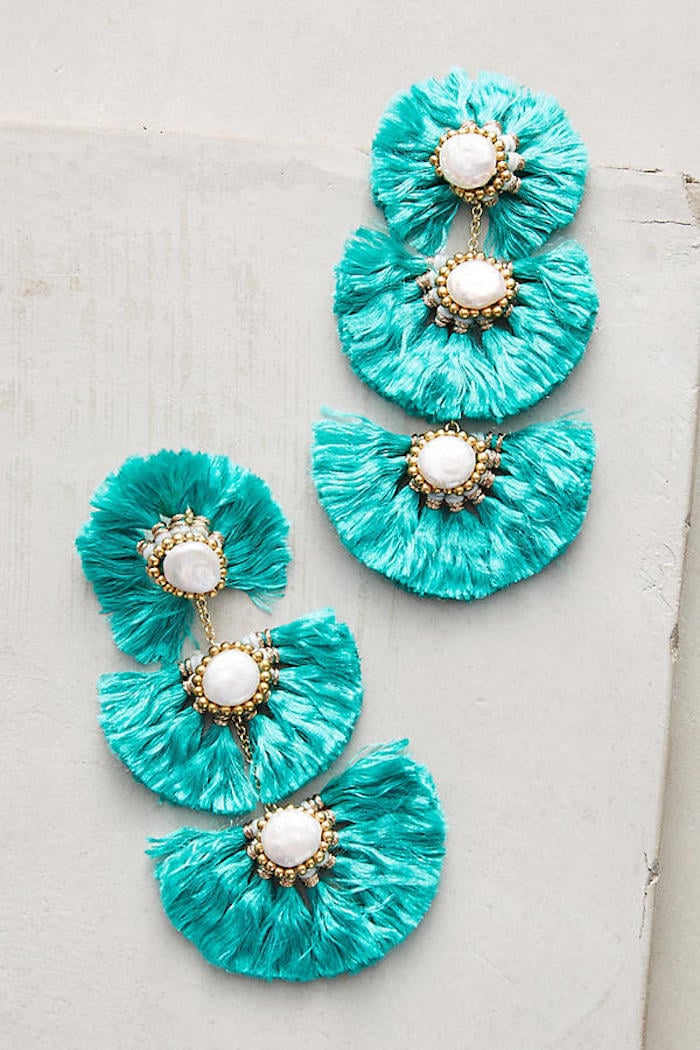 Anthropologie Fringed Pearl Drop Earrings