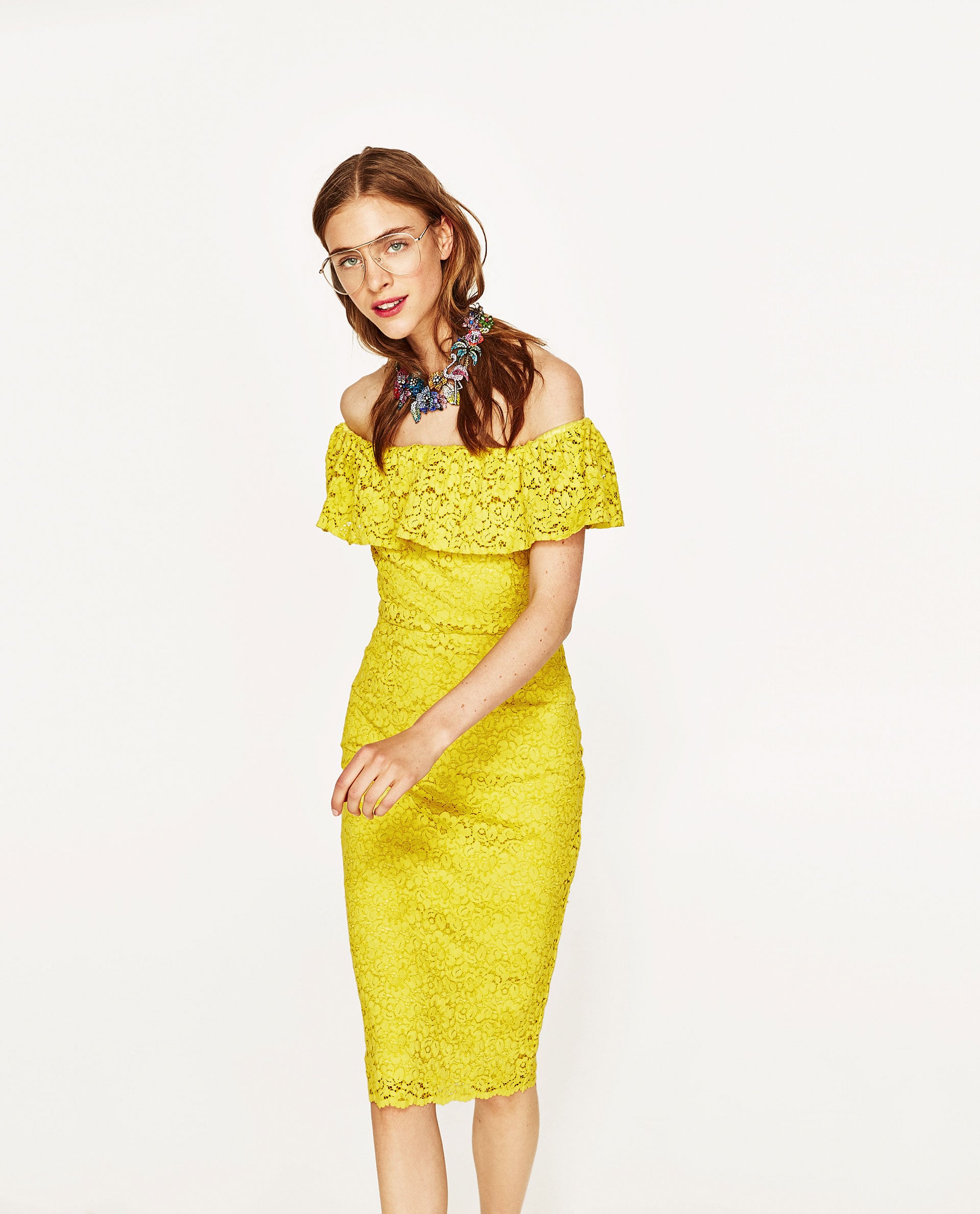 zara yellow lace dress