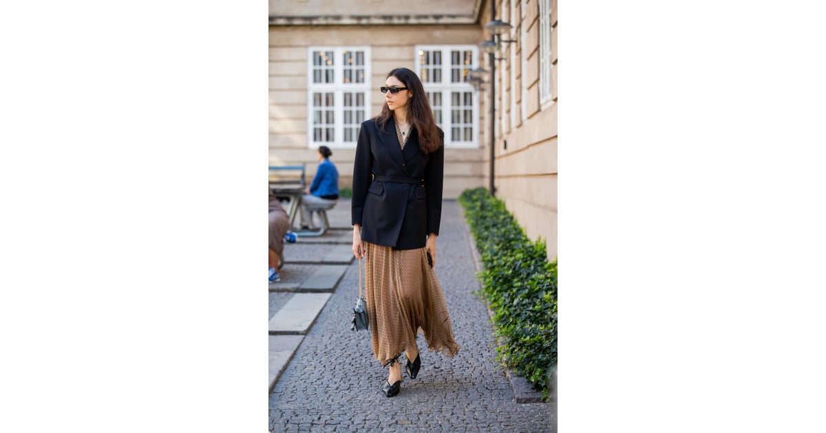 blazer with maxi skirt