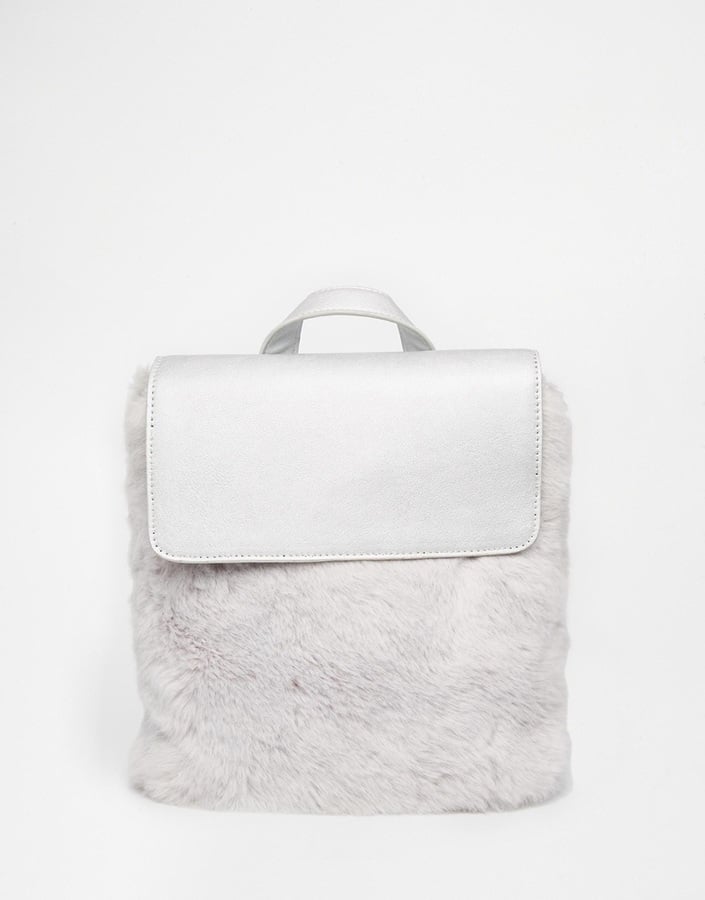 Skinnydip Silver Backpack with Faux Fur Front ($69) | The Best Faux-Fur ...