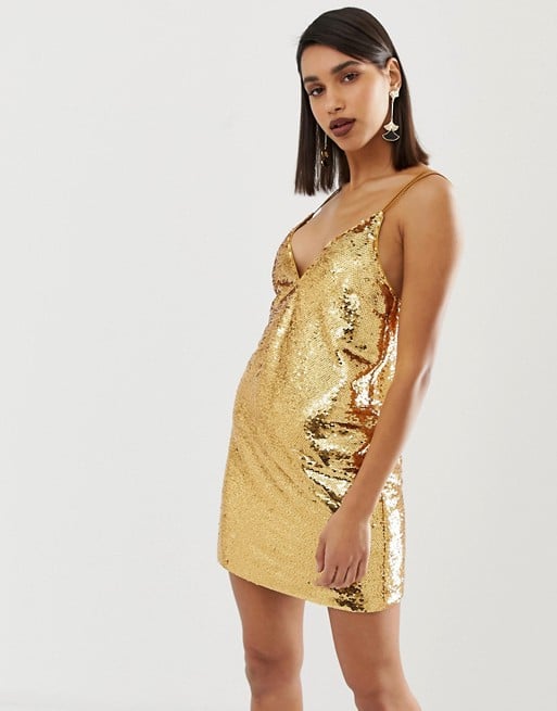 sparkly gold mini dress