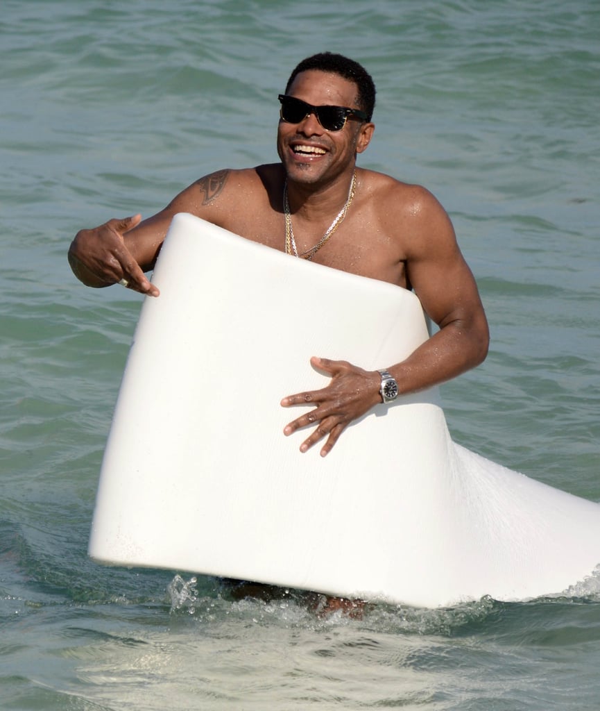 Singer Maxwell took a smiley dip in the ocean in Miami Beach, FL, on Saturday.