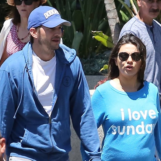 Ashton Kutcher and Mila Kunis at a Dodgers Game