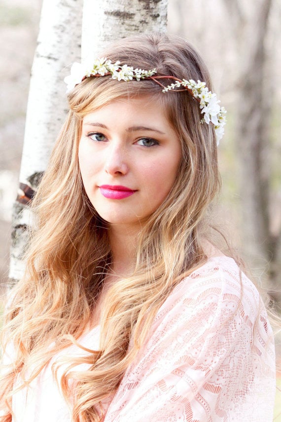 Bohemian brides, look no further. This white garland crown ($48) will give you the ethereal look you've always wanted for your wedding day. The adjustable ribbon on the back also means the headpiece will fit around any wedding hairstyle.