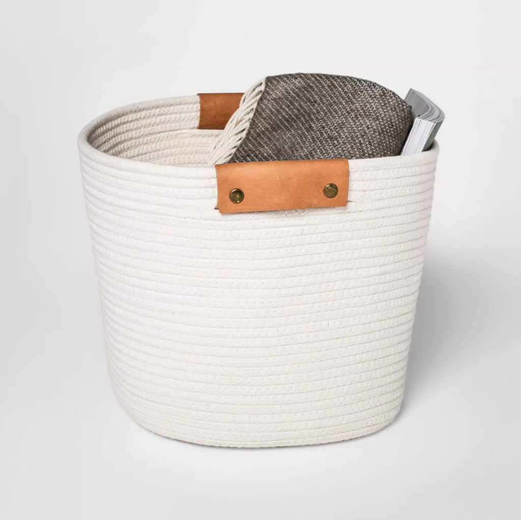 For Extra Stuff: Threshold Decorative Coiled Rope Square Base Tapered Basket