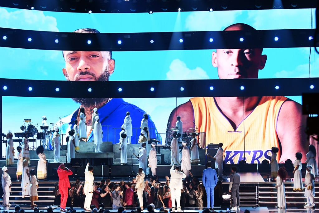 YG, John Legend, Kirk Franklin, DJ Khaled, Meek Mill, and Roddy Ricch at the 2020 Grammys