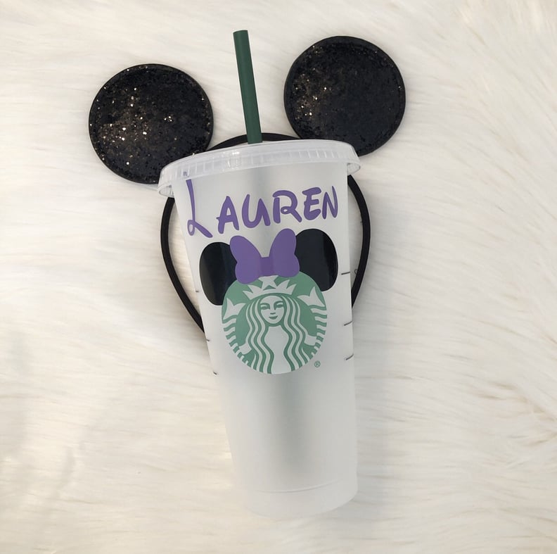 Minnie Mouse Ears Personalized Iced Coffee Cup