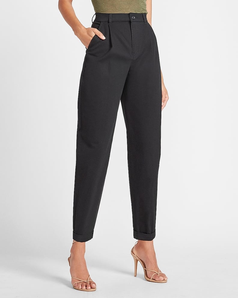 Express Super High Waisted Tapered Twill Ankle Pants