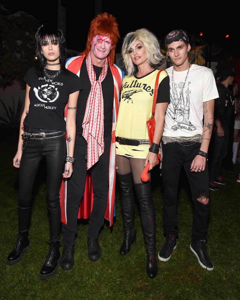 Kaia Gerber, Rande Gerber, Cindy Crawford, and Presley Gerber as Joan Jett, David Bowie, and Blondie’s Debbie Harry