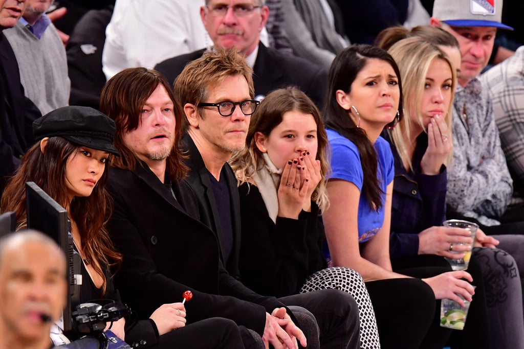 Norman Reedus and Kevin Bacon at Knicks Game January 2017