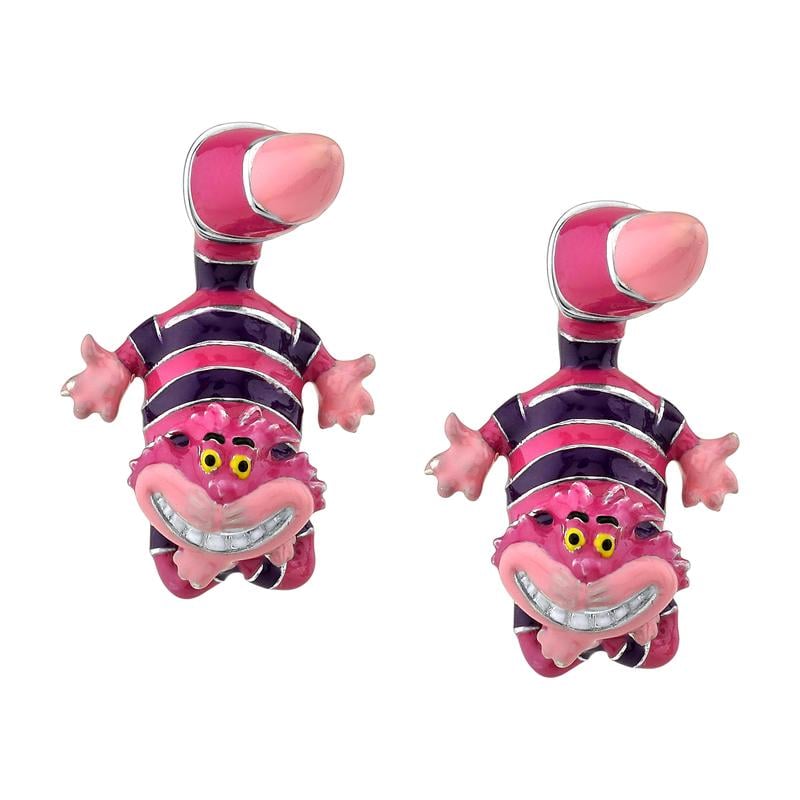 Alice in Wonderland Cheshire Cat Enameled Earrings