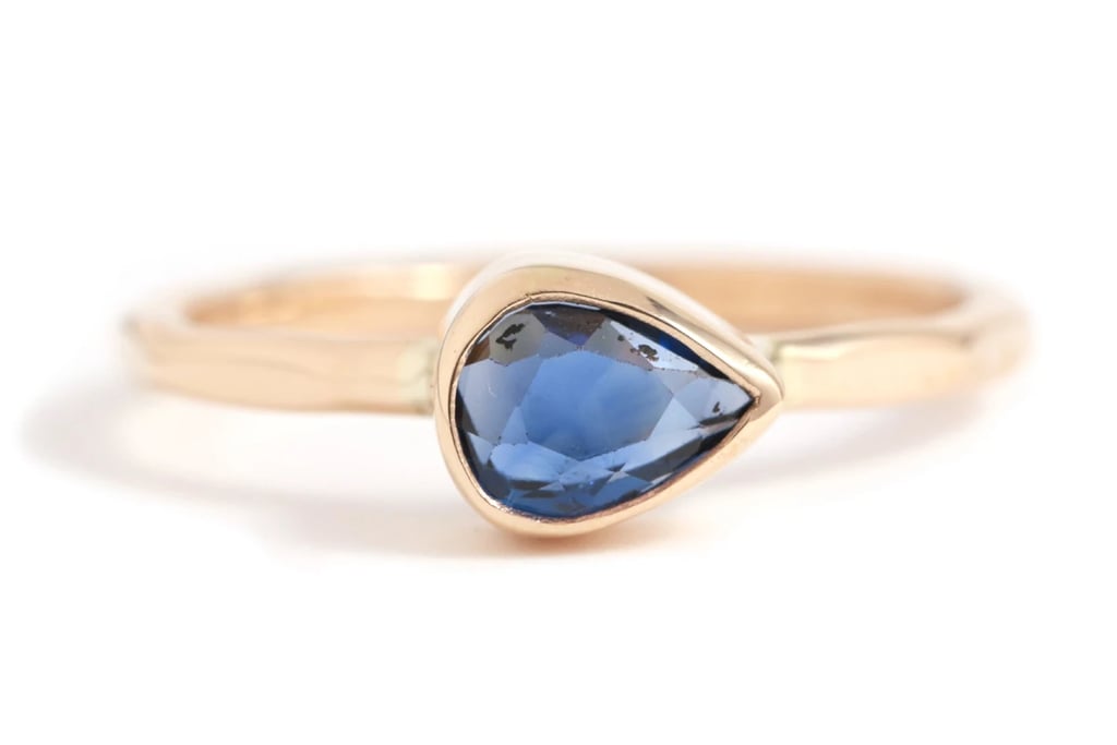 Melissa Joy Manning Horizontal Set Pear shaped Blue Sapphire ring ($1,250)