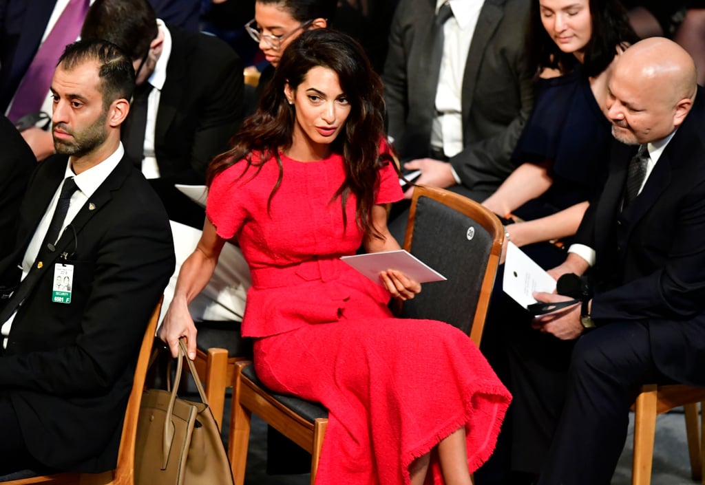 Amal Clooney Red Outfit at Nobel Peace Prize Ceremony 2018