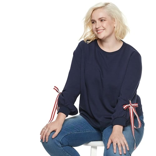 POPSUGAR Plus Size Tie-Sleeve Sweatshirt