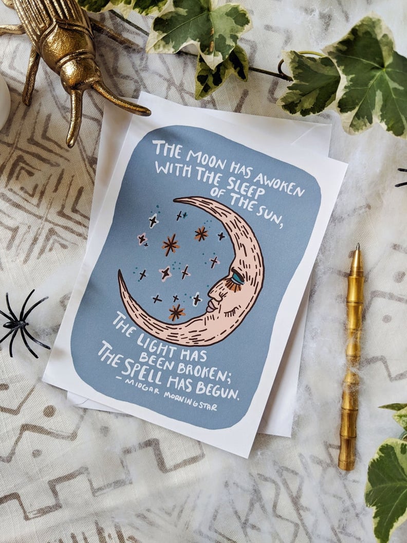 Boho Vintage Half-Moon Halloween Greeting Cards