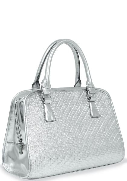 Silver Weave Teardrop Insulated Cooler Lunch Handbag