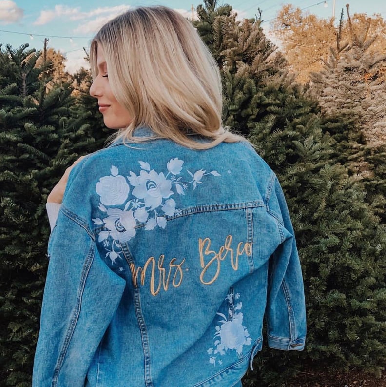 "Mrs. ______" Relaxed Fit Embroidered Denim Jacket