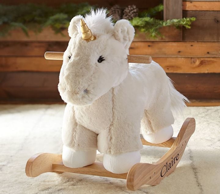 Pottery Barn Kids Unicorn Fur Plush Rocker 22 Absolutely Magical