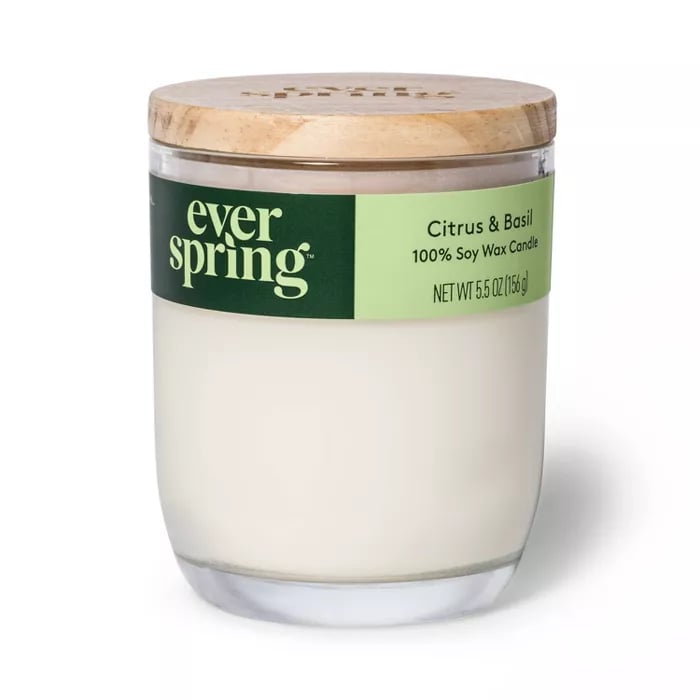 Everspring Citrus & Basil 100% Soy Wax Candle