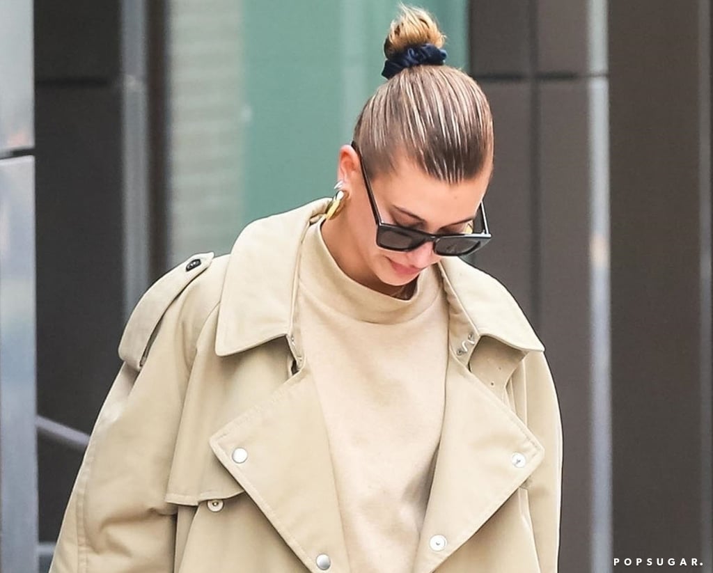 Hailey Baldwin Trench Coat and Trousers 2018