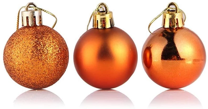 Bstgifts 24-Piece Shatterproof Orange Mini Ball Ornament Set