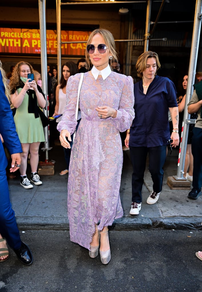 Jennifer Lopez Wears Sheer Lilac Lace Dress