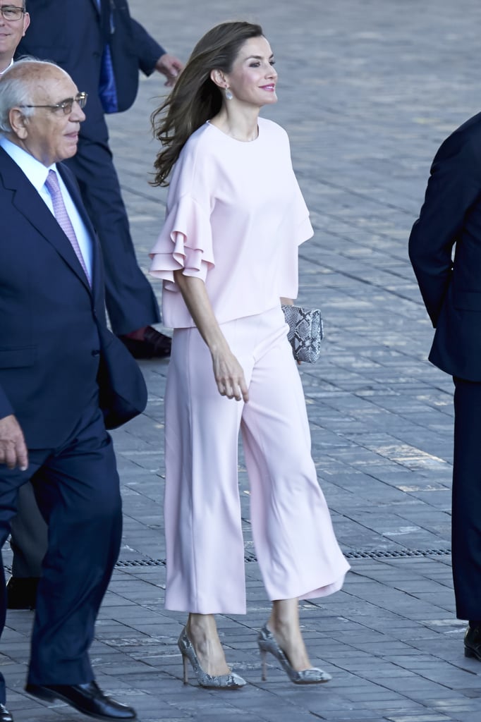 Queen Letizia Wore a Head-to-Toe Blush Zara Outfit